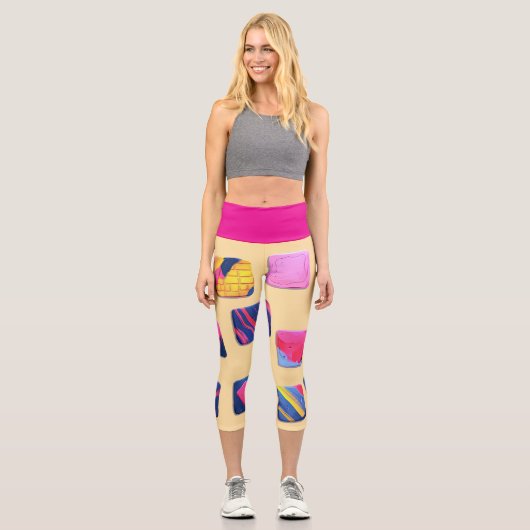 Abstraktes Farbenmuster Capri Leggings (Vorderseite)