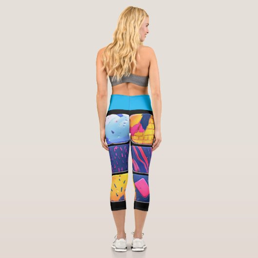 Abstraktes Farbenmuster Capri Leggings (Rückseite)