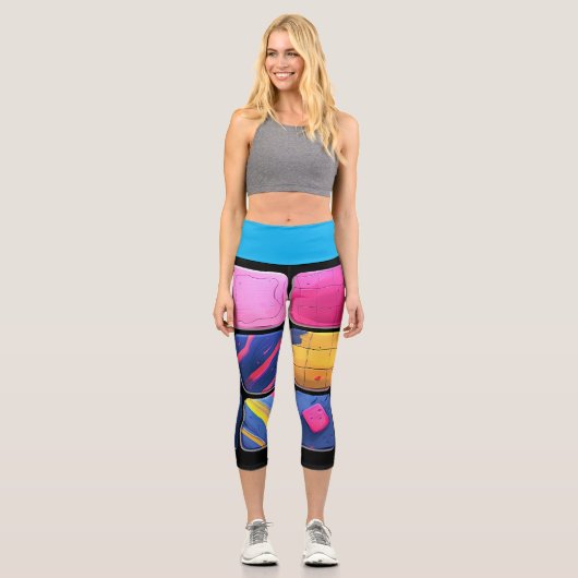 Abstraktes Farbenmuster Capri Leggings (Vorderseite)