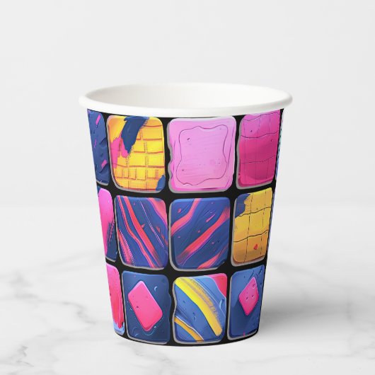 Abstraktes Farbenmuster Pappbecher (Vorderseite)