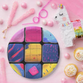 Abstraktes Farbenmuster Pappteller (Party)