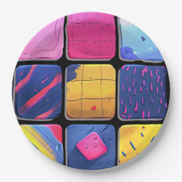 Abstraktes Farbenmuster Pappteller