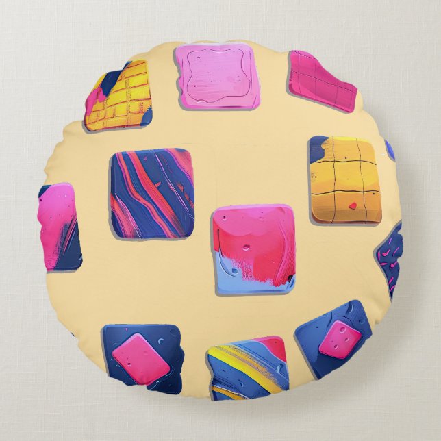 Abstraktes Farbenmuster Rundes Kissen (Vorderseite)