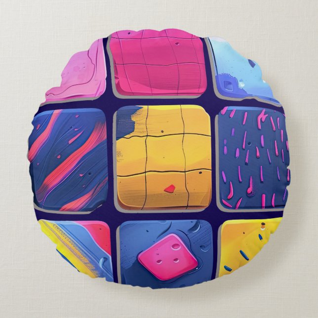Abstraktes Farbenmuster Rundes Kissen (Vorderseite)