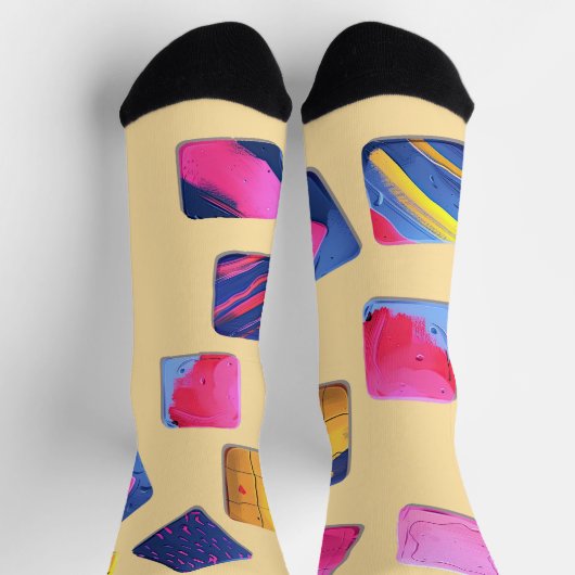 Abstraktes Farbenmuster Socken (Oben)