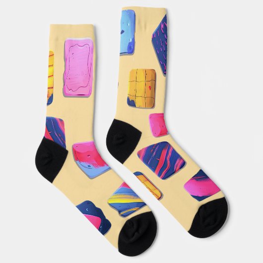 Abstraktes Farbenmuster Socken (Rechts)