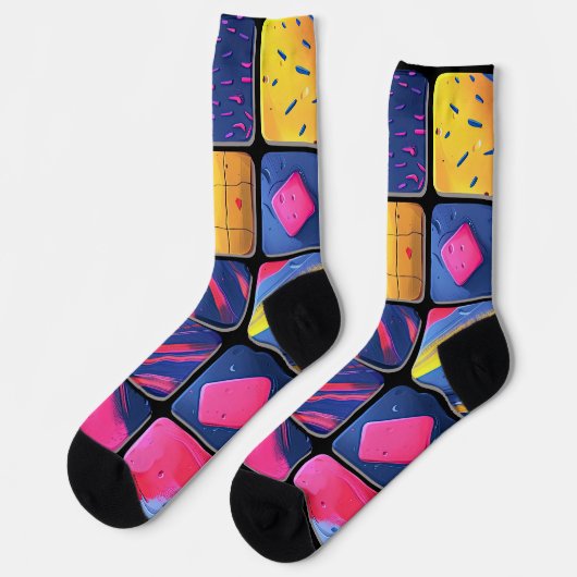 Abstraktes Farbenmuster Socken (Linkes Detail)