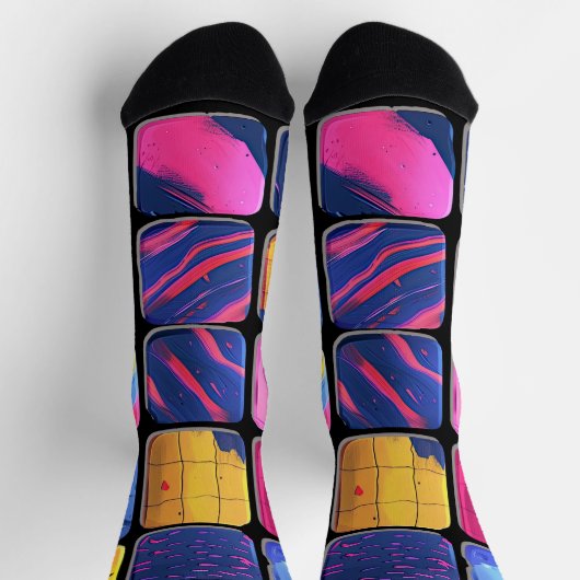 Abstraktes Farbenmuster Socken (Oben)