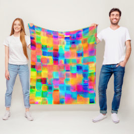 Abstraktes Farbgitter Fleecedecke