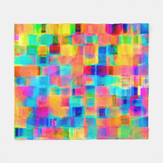 Abstraktes Farbgitter Fleecedecke (Vorderseite (Horizontal))
