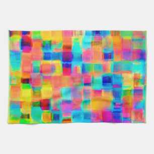 Abstraktes Farbgitter Geschirrtuch