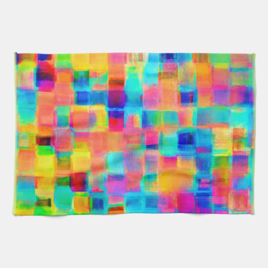 Abstraktes Farbgitter Geschirrtuch (Horizontal)