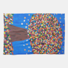 Abstraktes Farbiges Baumhandtuch Geschirrtuch