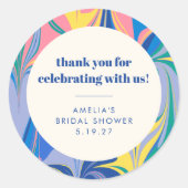 Abstraktes farbiges Brautparty Vielen Dank Runder Aufkleber (Vorderseite)