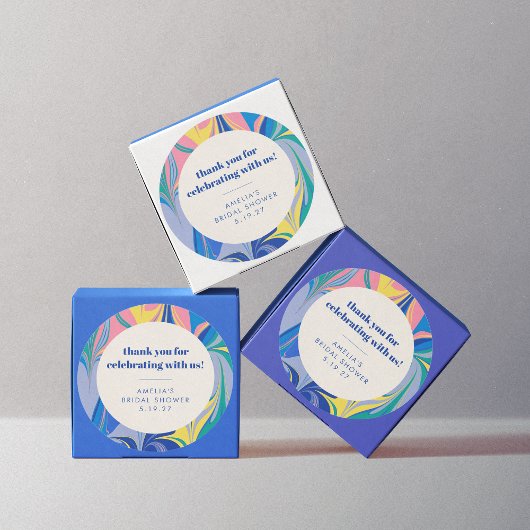 Abstraktes farbiges Brautparty Vielen Dank Runder Aufkleber