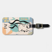Abstraktes farbiges Design mit weiblichem Gesicht Gepäckanhänger (Vorderseite horizontal)