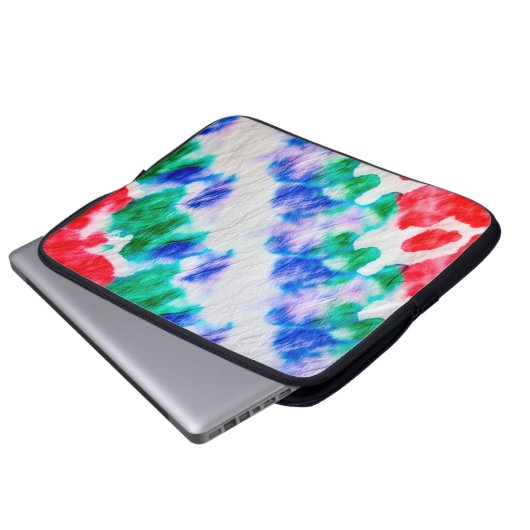 Abstraktes farbiges gefärbte Krawatte-Muster auf e Laptopschutzhülle (Vorne Knopf)
