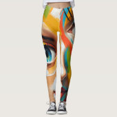 Abstraktes farbiges gestrichenes Gesicht Leggings (Vorderseite)