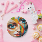 Abstraktes farbiges gestrichenes Gesicht Pappteller (Party)