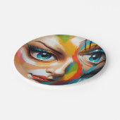 Abstraktes farbiges gestrichenes Gesicht Pappteller (Schrägansicht)