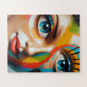Abstraktes farbiges gestrichenes Gesicht Puzzle (Horizontal)