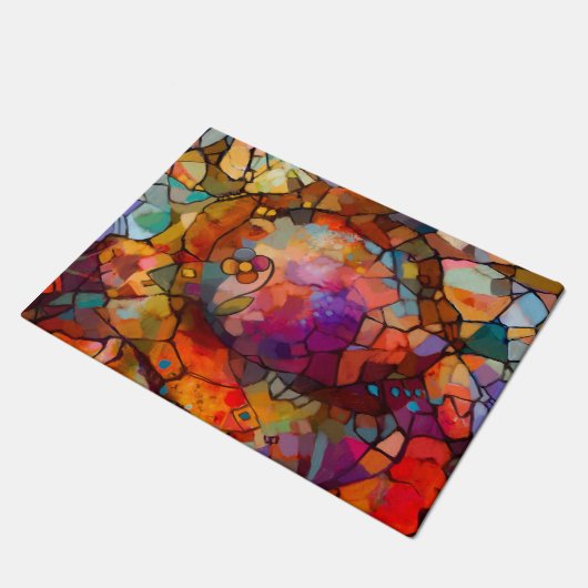 Abstraktes, farbiges Glas, zeitgenössische Malerei Fußmatte (Schrägansicht)