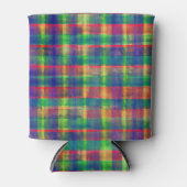Abstraktes, farbiges, Kariertes Muster Dosenkühler (Vorderseite)