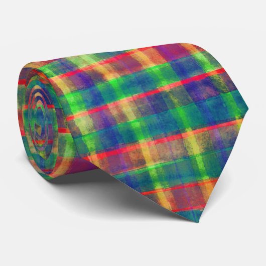 Abstraktes, farbiges, Kariertes Muster Krawatte (Gerollt)
