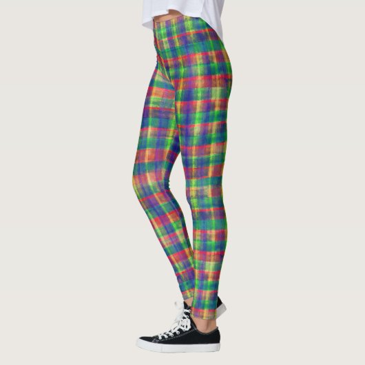 Abstraktes, farbiges, Kariertes Muster Leggings (Links)