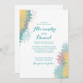 Abstraktes farbiges Muster. Einladung zur Hochzeit (Vorne/Hinten)