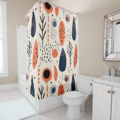 Abstraktes, farbiges, orange-beiges Blumenmuster Duschvorhang (Beispiel)