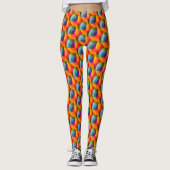 Abstraktes farbiges Orange Rainbow Cubist Muster Leggings (Vorderseite)