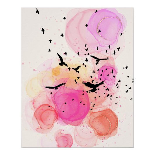 Abstraktes, farbiges Vogelmuster-Poster Poster (Vorderseite)