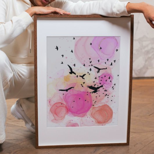 Abstraktes, farbiges Vogelmuster-Poster Poster