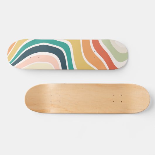 Abstraktes, farbiges Wavy-Muster Skateboard (Horizontal)