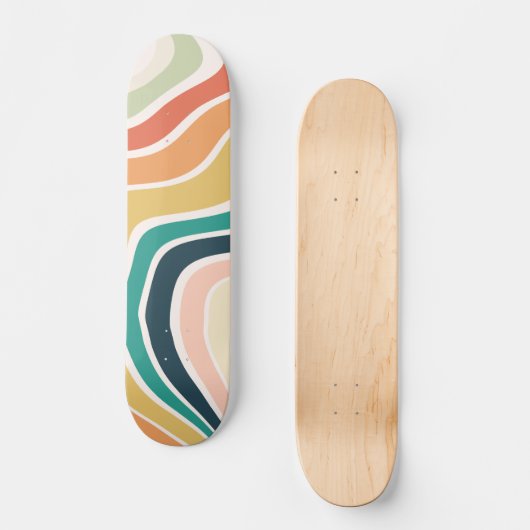 Abstraktes, farbiges Wavy-Muster Skateboard (Vorderseite)