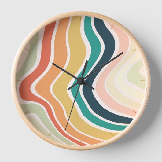 Abstraktes, farbiges Wavy-Muster Uhr (Vorderseite)