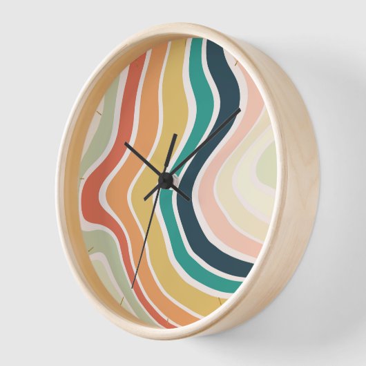 Abstraktes, farbiges Wavy-Muster Uhr (Winkel)