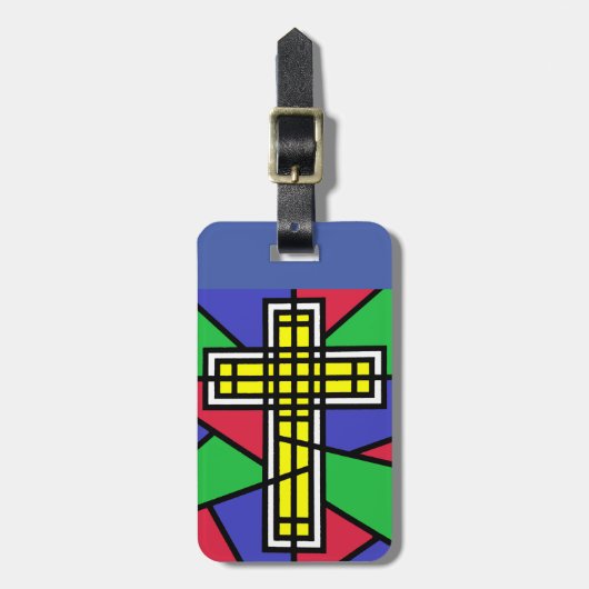 Abstraktes Farbkreuz Gepäckanhänger (Vorderseite vertikal)