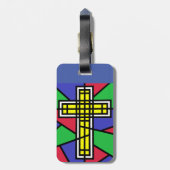 Abstraktes Farbkreuz Gepäckanhänger (Rückseite vertikal)