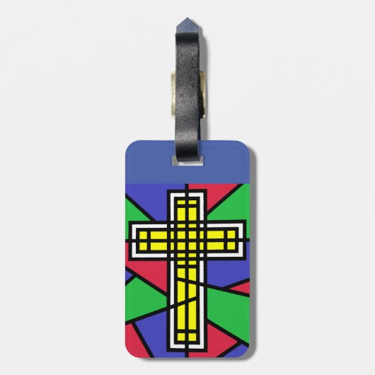 Abstraktes Farbkreuz Gepäckanhänger (Rückseite vertikal)