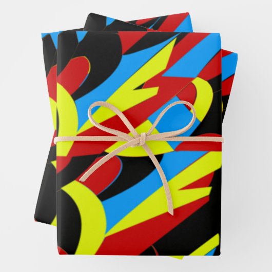 Abstraktes Farbmuster Geschenkpapier Set (Beispiel)