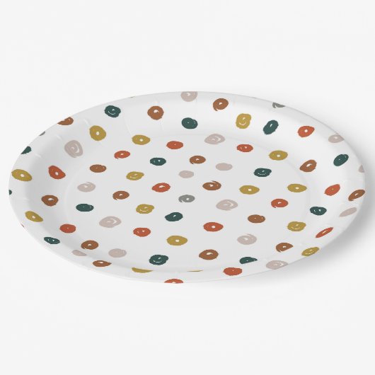 Abstraktes Farbmuster Pappteller (Schrägansicht)