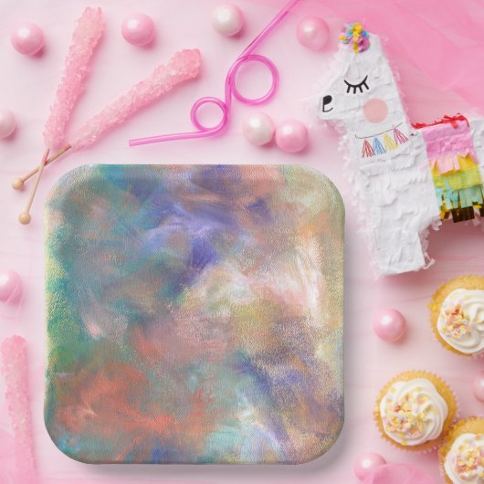 Abstraktes Farbmuster Pappteller (Party)