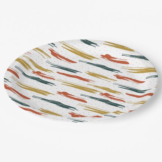 Abstraktes Farbmuster Pappteller (Schrägansicht)