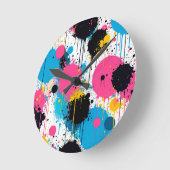 Abstraktes Farbmuster Runde Wanduhr (Winkel)