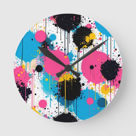 Abstraktes Farbmuster Runde Wanduhr (Vorderseite)
