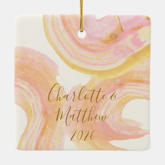 Abstraktes Farbpfirsichfarbenes Farbrauschen Farbr Keramikornament (Rückseite)