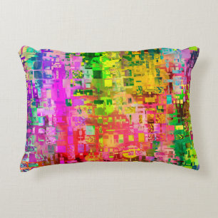 Abstraktes Farbpixel Dekokissen