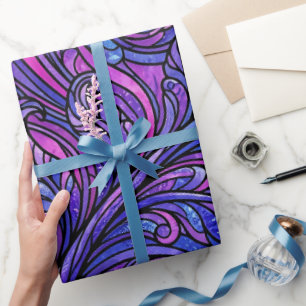 Abstraktes Farnblatt Kosmisch Violettes Geschenkpa Geschenkpapier